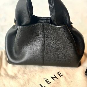 Polene Black Textured Shoulder Bag